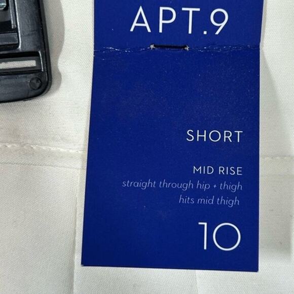 Apt. 9 Mid-Rise White Chino Shorts NWT Size 10 — Rolled Cuffs, 5" Inseam - Picture 6 of 10